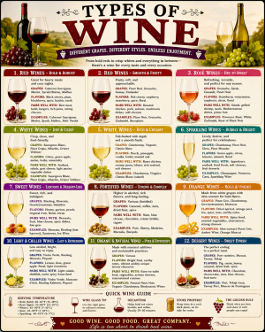 Chart - Types of Wine - Gift Shop Artwork