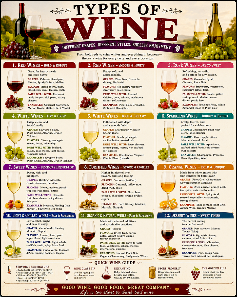 Chart - Types of Wine - Gift Shop Artwork