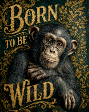 Chimpanzee - Born to Be Wild - Wildlife Art Print
