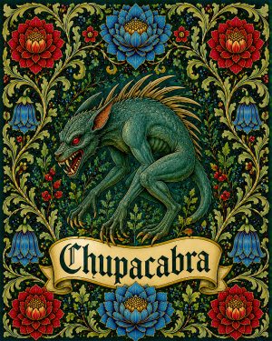 Chupacabrar - Labeled - Art Nouveau Cryptid Artwork