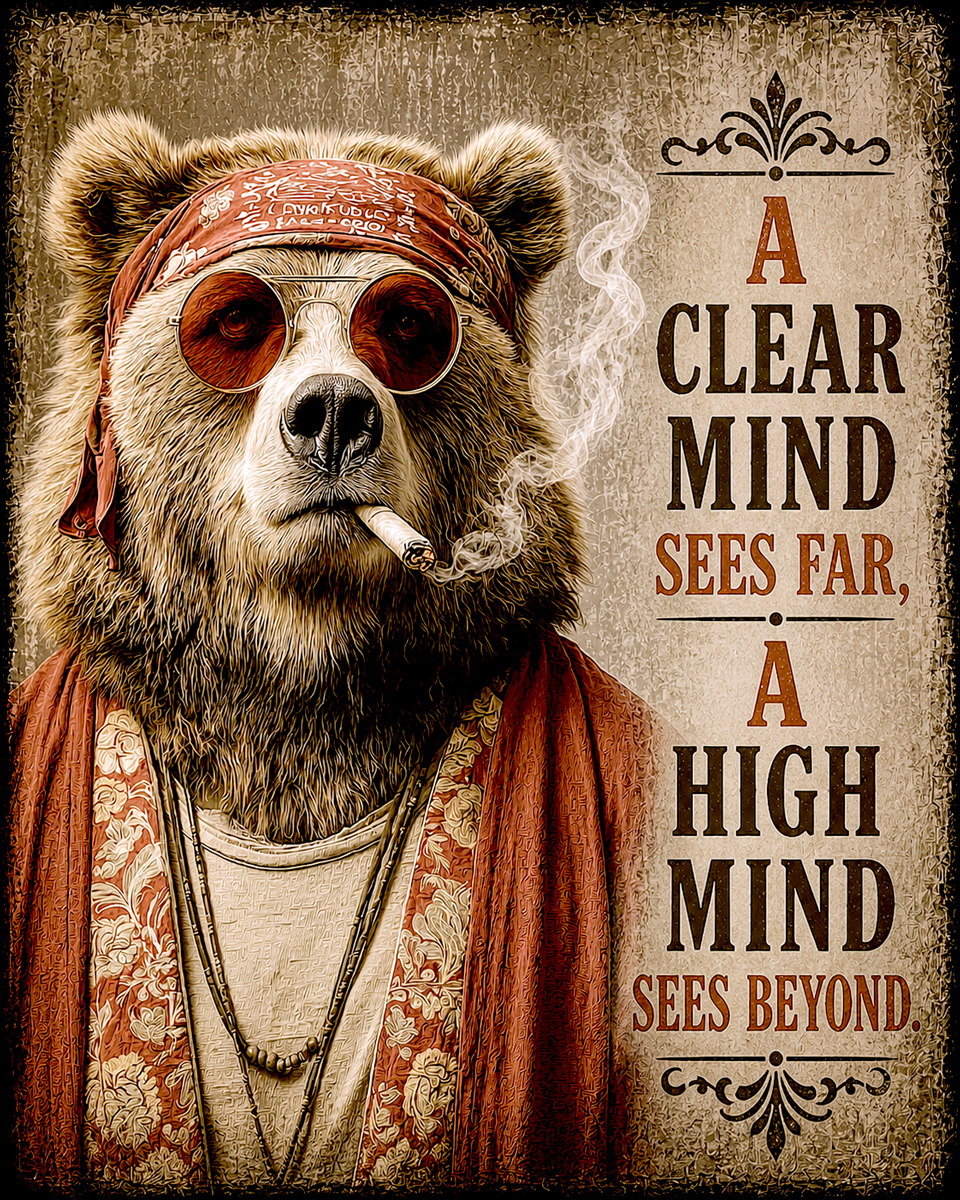 Clear Mind Bear - Marijuana Poster