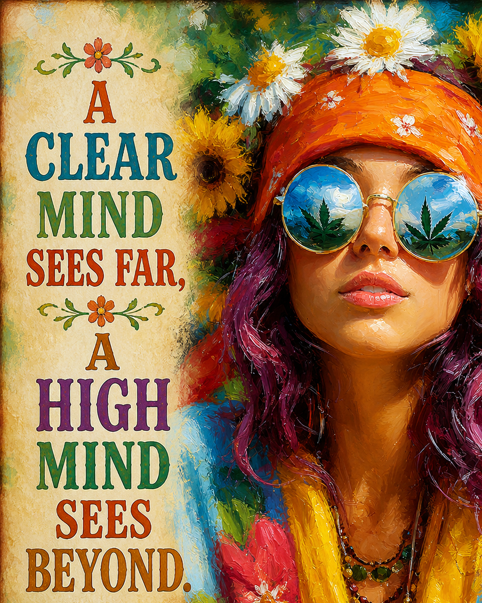 Clear Mind Hippie Woman - Marijuana Poster