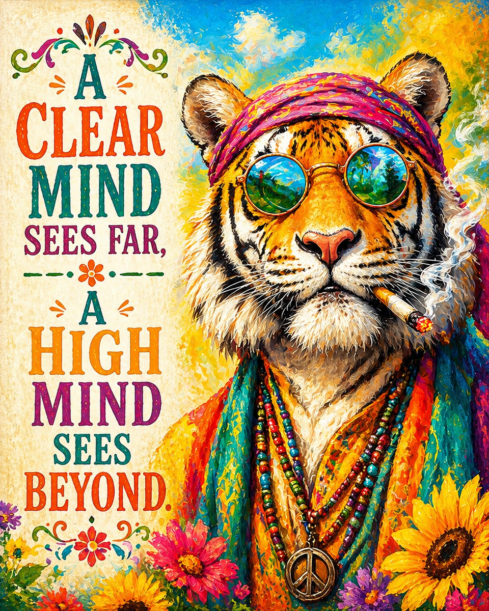 Clear Mind Tiger - Marijuana Poster