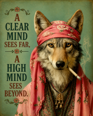 Clear Mind Wolf - Marijuana Poster