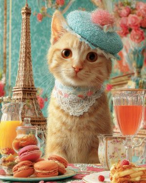 Clementine in Paris - Cats in Hats Art Print
