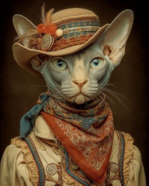 Clyde from Sedona - Cats in Hats Art Print