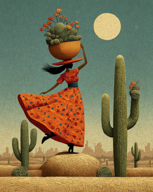 Collectible Arizona Style Cowgirl Sierra Art Print - Wholesale Matted Retail Ready Western Art.png