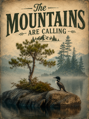 Common Loon - The Mountains are Calling Art Print