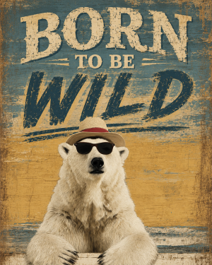 Cool Polar Bear - Born to Be Wild - Wildlife Art Print