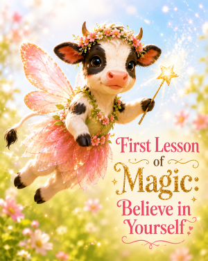 Cow Fairy - Believe in Yourself - Animal Fairies - Children's Fantasy Artwork