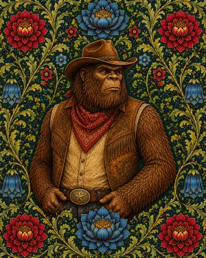 Cowboy Bigfoot - Art Nouveau Cryptid Artwork