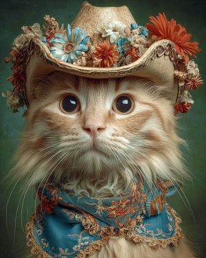 Cowgirl Kathy from Topeka - Cats in Hats Art Print