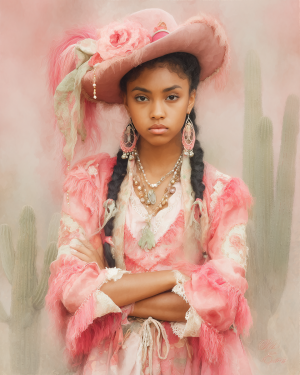Cowgirl Pink Piper Art Print Wholesale - Retail Ready Matted Western Wall Art for Retailers.png