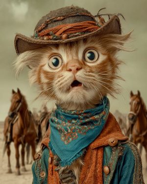Cowhand Pete is Dumbfounded - Cats in Hats Art Print