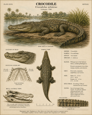 Crocodile - Vintage Wildlife Art - Antique Nature Illustration