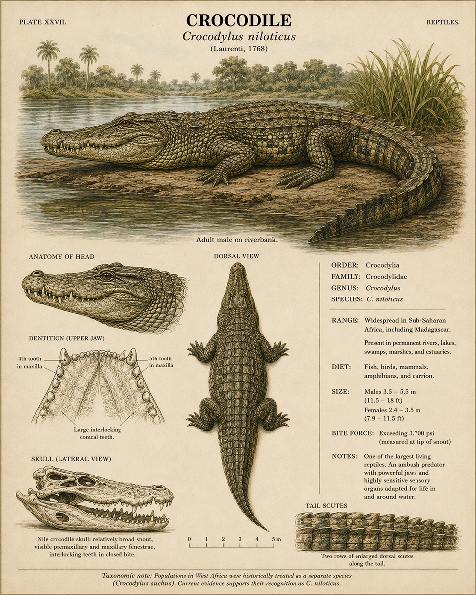 Crocodile - Vintage Wildlife Art - Antique Nature Illustration