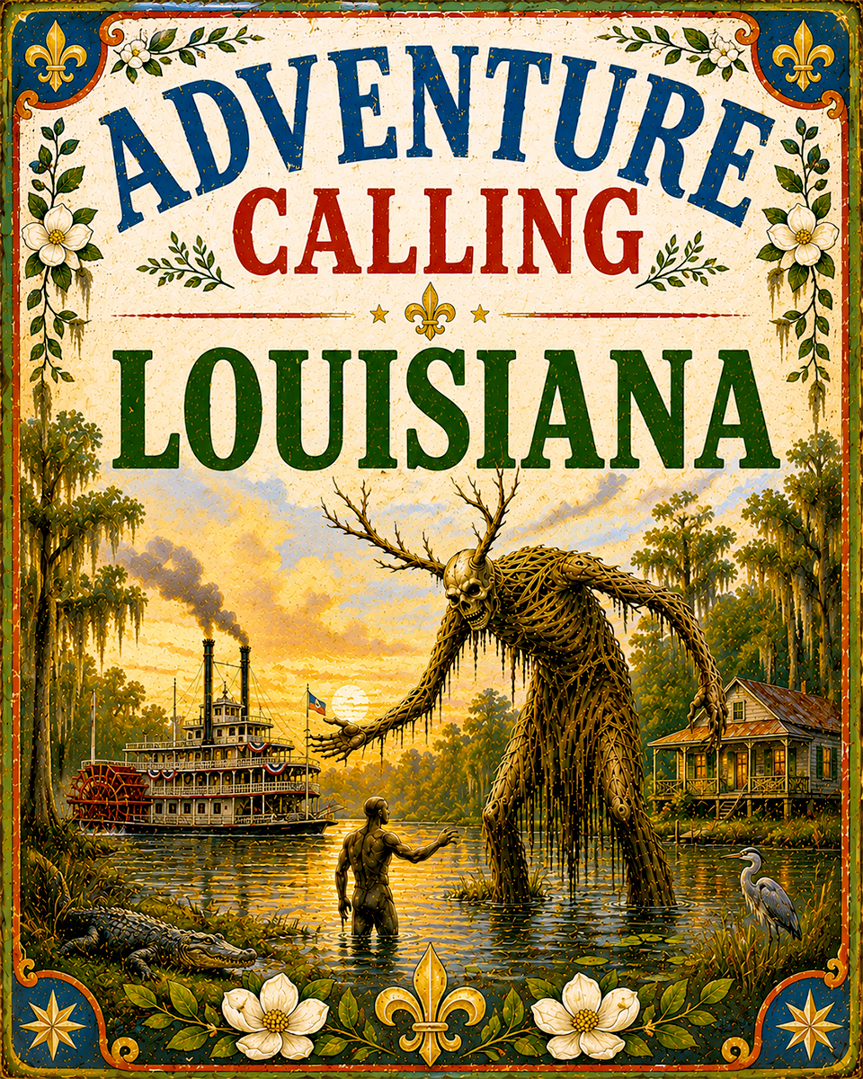 Cryptid Art Print - Louisiana - Adventure Calling