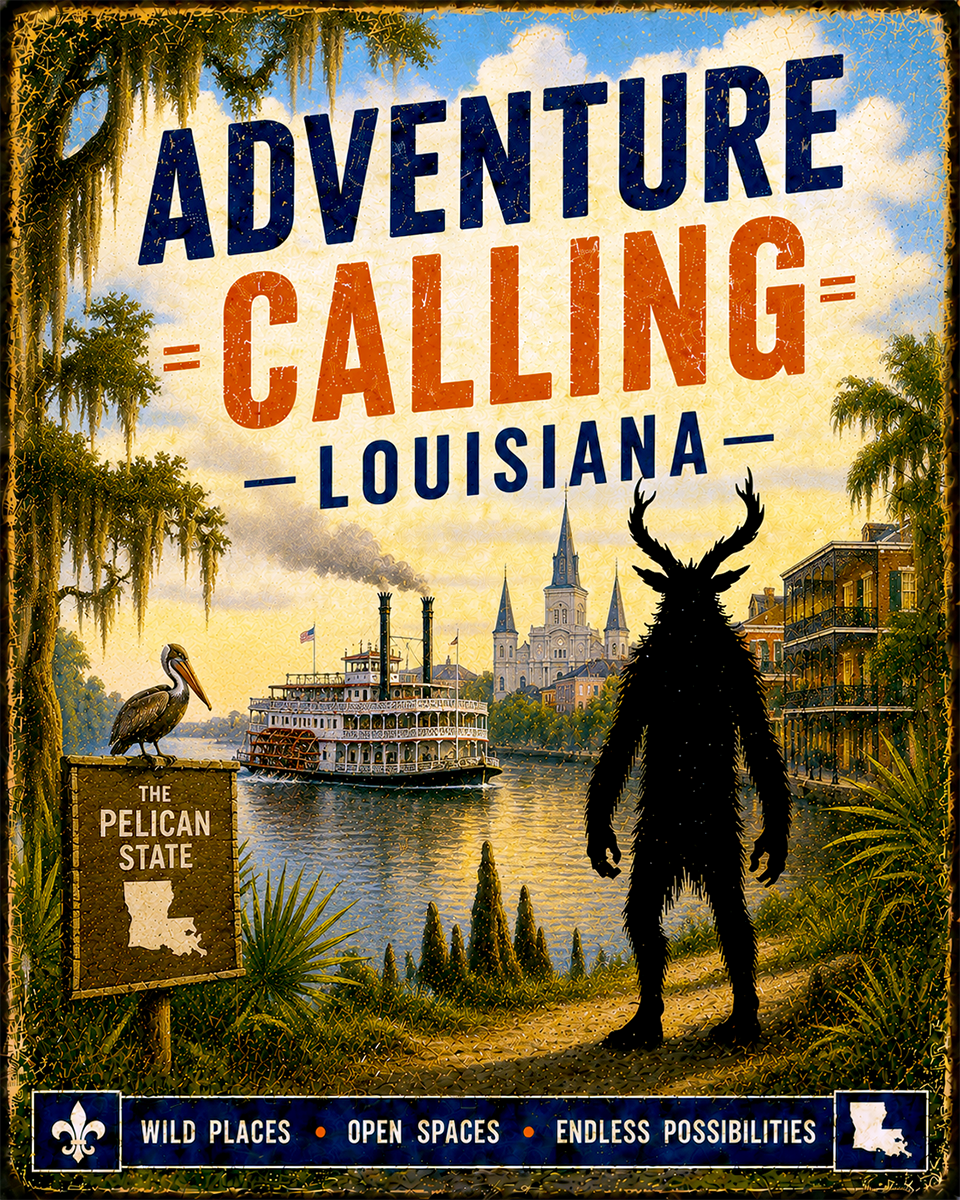 Cryptid Art - Louisiana - Adventure Calling
