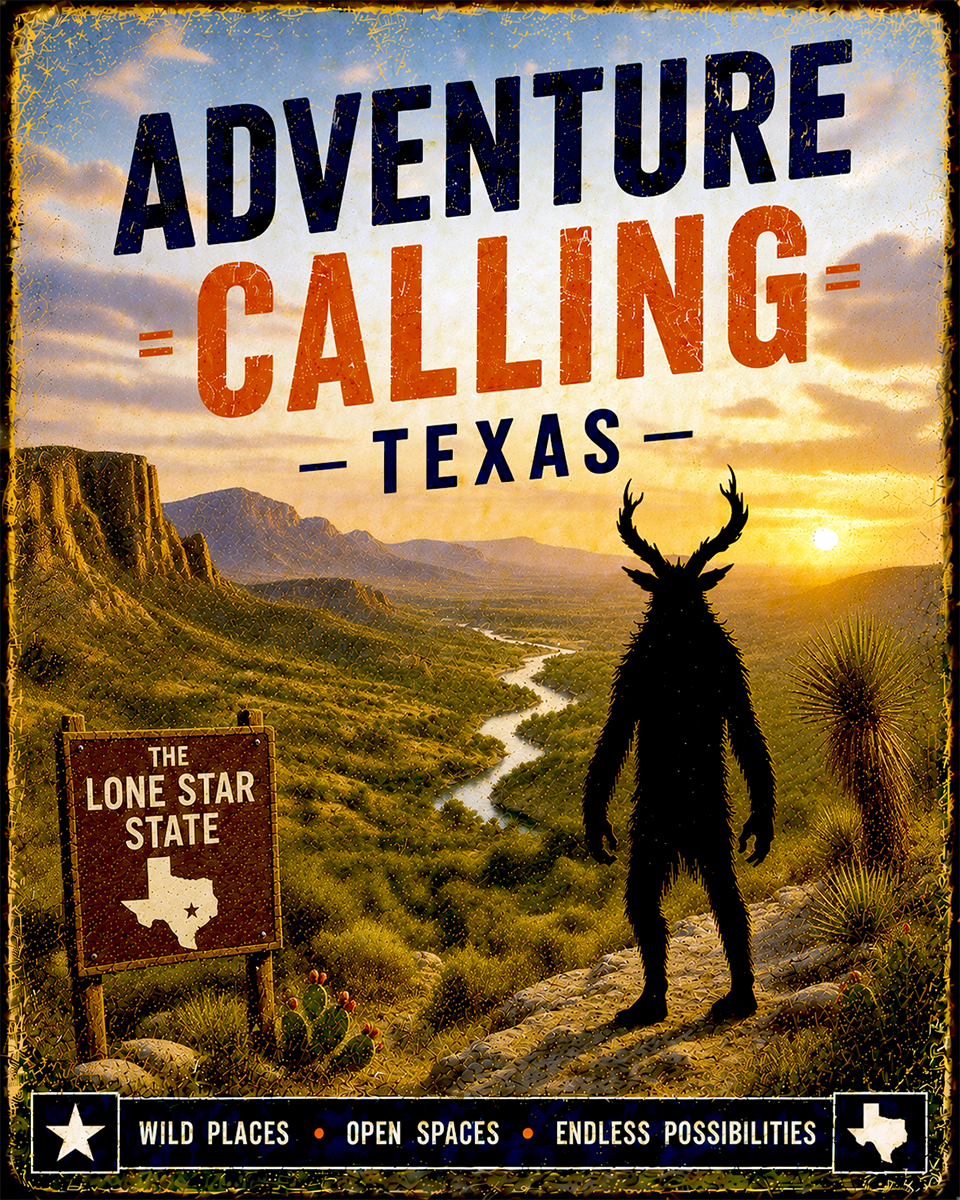 Cryptid Art - Texas - Adventure Calling