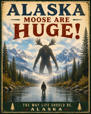 Cryptid Wall Art - Alaska Moose are Huge!