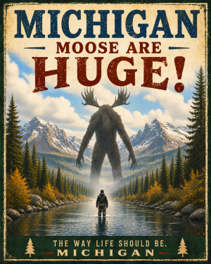 Cryptid Wall Art - Michigan Moose are Huge!
