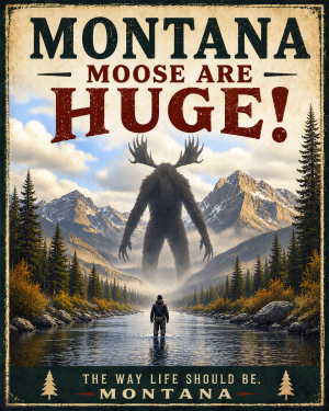 Cryptid Wall Art - Montana Moose are Huge!