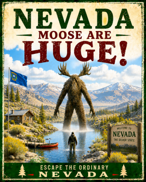 Cryptid Wall Art - Nevada Moose are Huge!