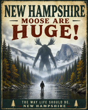 Cryptid Wall Art - New Hampshire Moose are Huge!