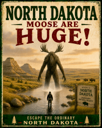 Cryptid Wall Art - North Dakota Moose are Huge!