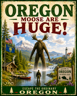 Cryptid Wall Art - Oregon Moose are Huge!