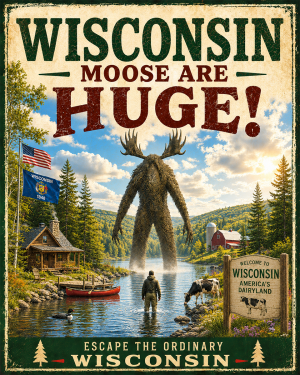 Cryptid Wall Art - Wisconsin Moose are Huge!