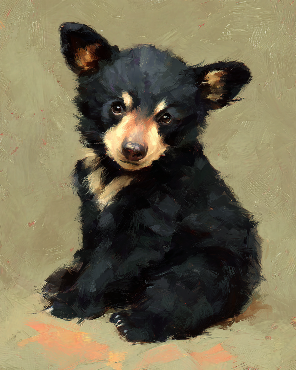 Cute Little Cub - Black Bear Art Print