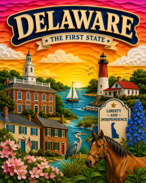 Delaware Souvenir Art Print - Name Drop Destination Poster
