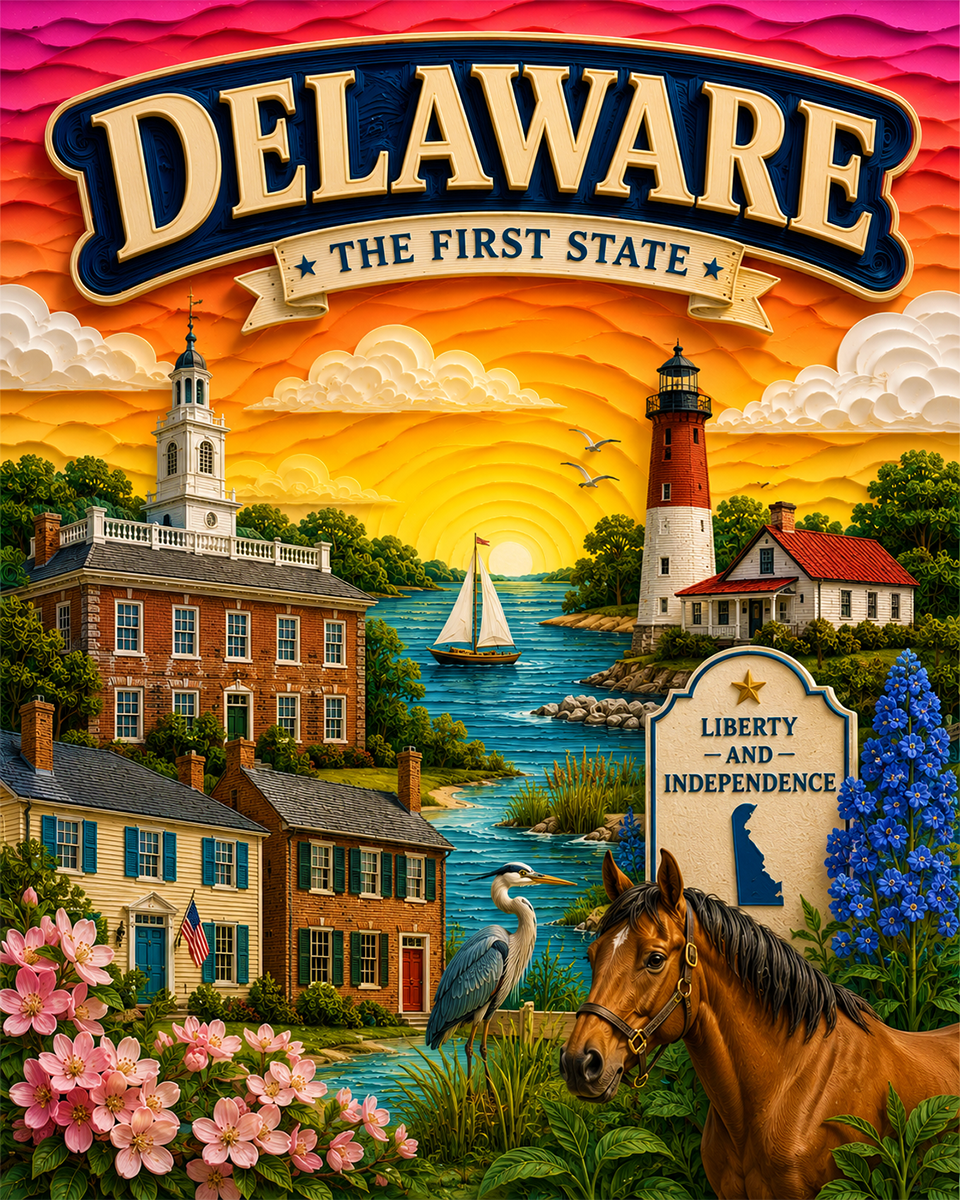 Delaware Souvenir Art Print - Name Drop Destination Poster