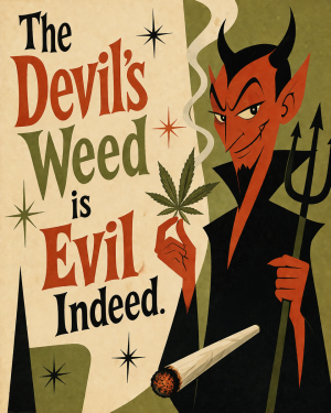 Devils Weed Evil Indeed - Marijuana Poster