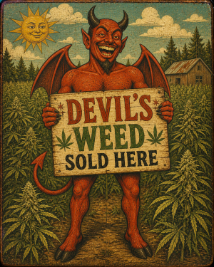 Devils Weed Sold Here Field - Marijuana Poster