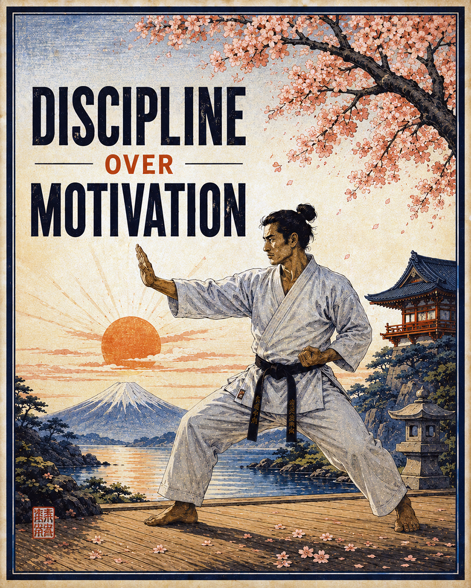 Discipline Over Motivation - Martial Arts Artwork