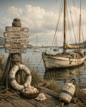 Docked Sailboat - Nautical Nostalgia