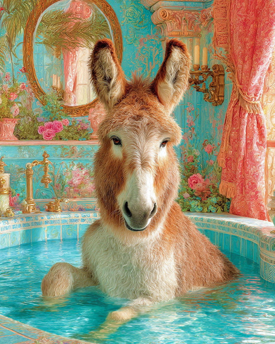 Donkey Artwork - Tile Bathtub - Bathroom Art