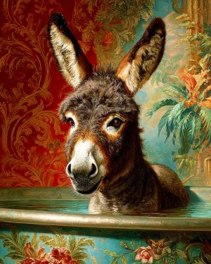 Donkey Artwork - Tropical Bathtub - Bathroom Art
