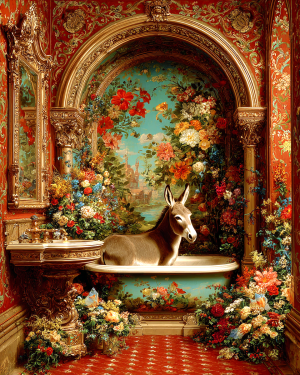 Donkey Artwork - Victorian Bathtub - Bathroom Art