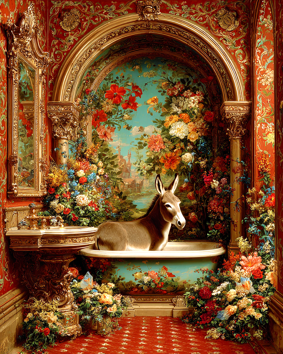 Donkey Artwork - Victorian Bathtub - Bathroom Art