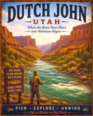 Dutch John Utah Fishing Art Print - Vintage Lake and Fly Fishing Wall Decor
