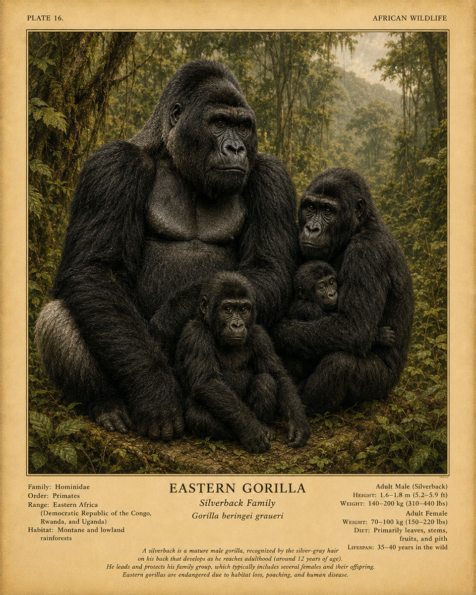 Eastern Gorilla - Vintage Wildlife Art - Antique Nature Illustration