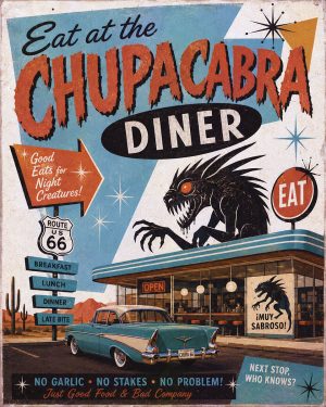 Eat at the Chupacabra Diner - Route 66 Parody Poster