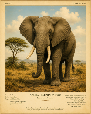 Elephant - Vintage Wildlife Art - Antique Nature Illustration