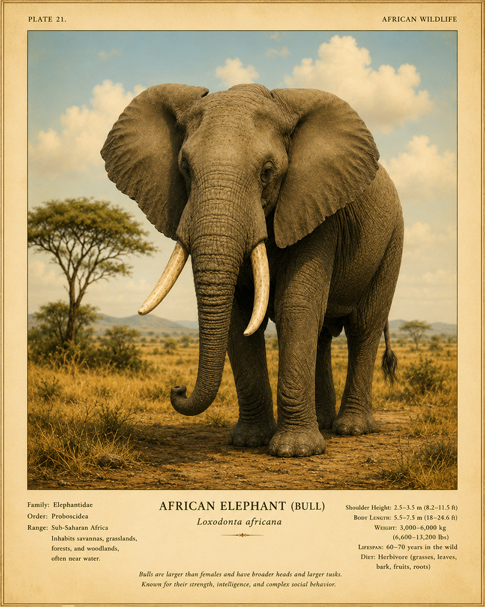 Elephant - Vintage Wildlife Art - Antique Nature Illustration
