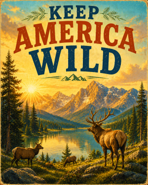 Elk - Keep America Wild Art Print - Americana Nature Artwork