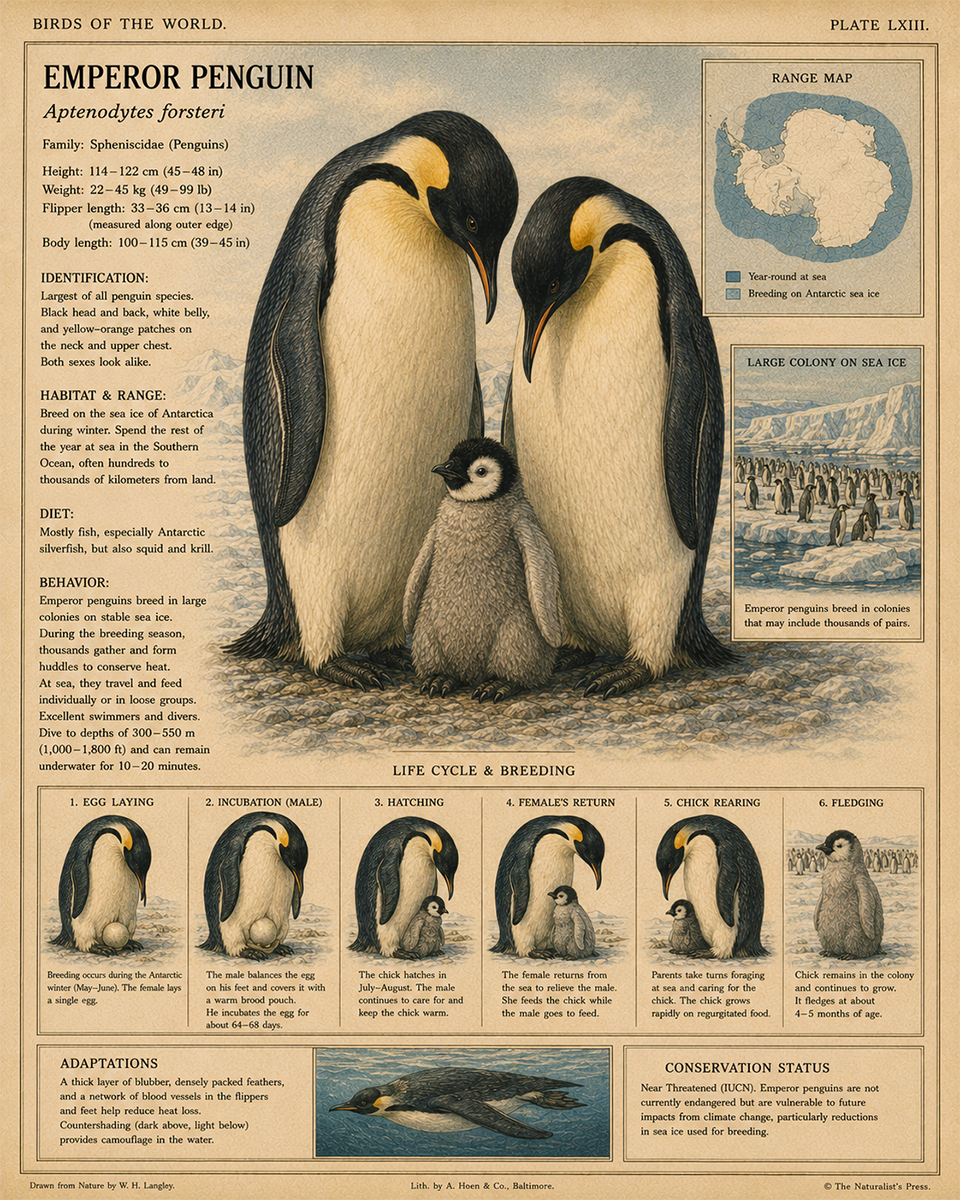 Emperor Penguin - Vintage Wildlife Art - Antique Nature Illustration
