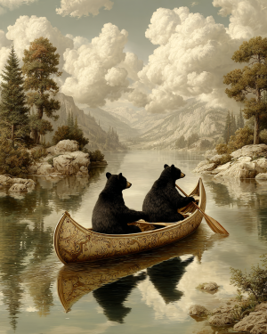 End of a Long Canoe Trip - Black Bear Art Print
